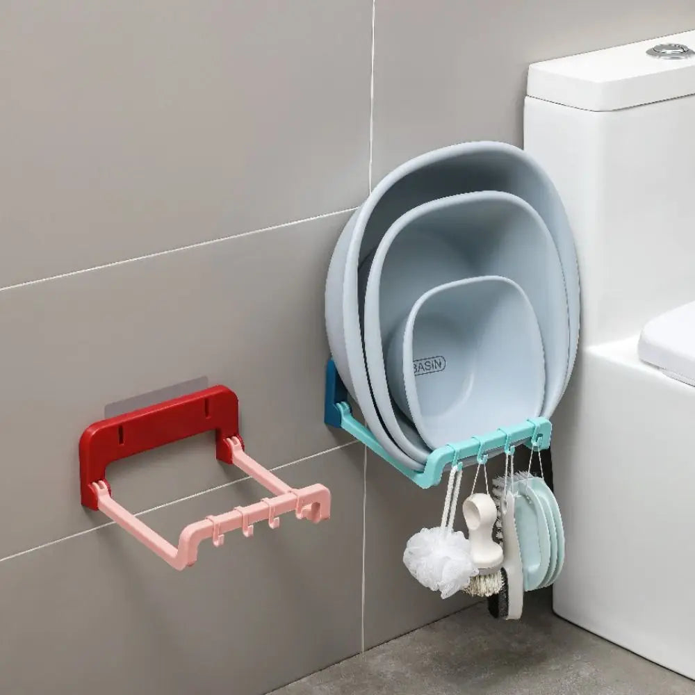 Portable Foldable Washbasin Storage Rack Wall-mounted Basin Bracket without Drilling Home Bathroom Storage Hook Quake