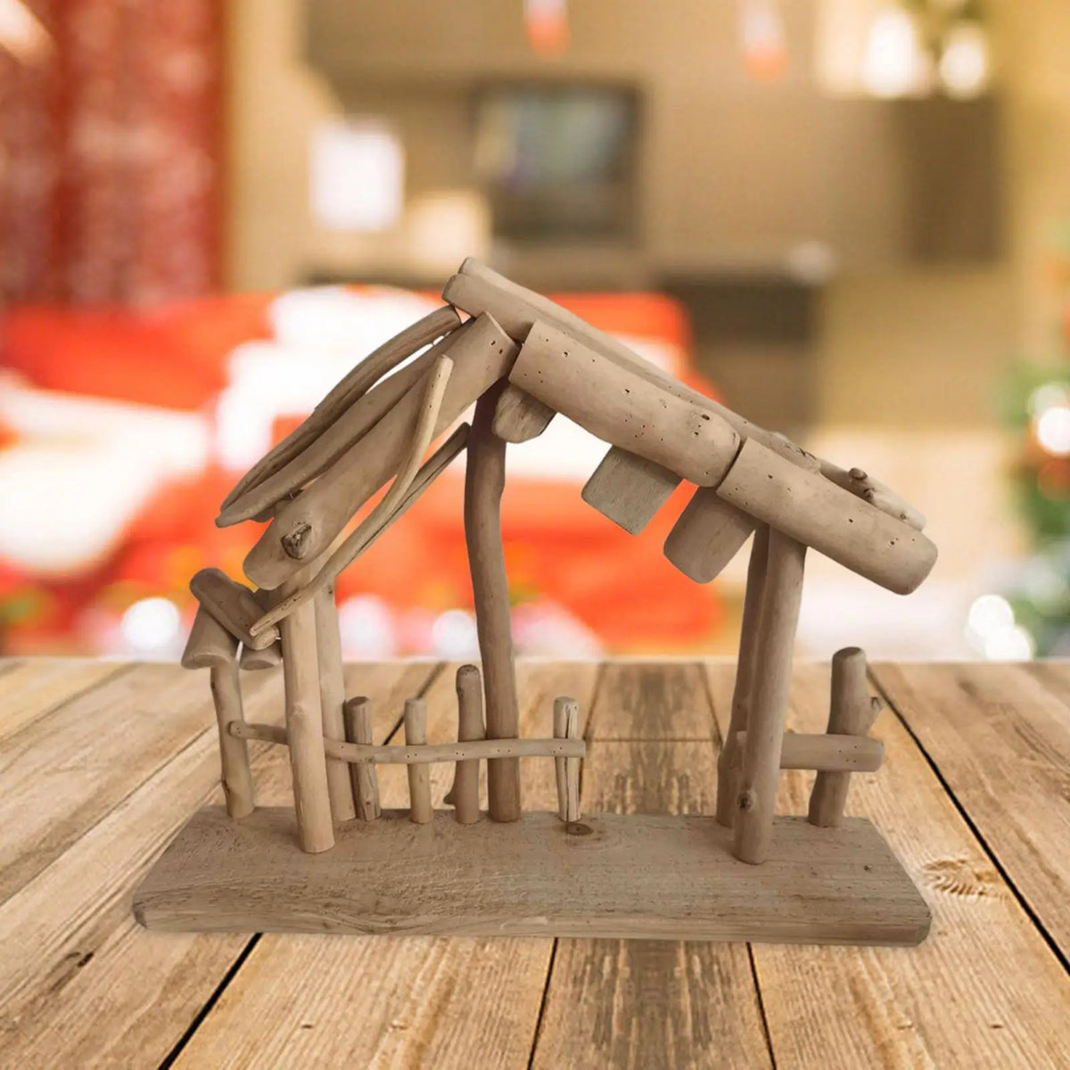 Christmas Decorations Manger Nativity Stable Easy to Store Miniature Lifelike Wooden Stable Tabletop Ornament for Home Office Quake