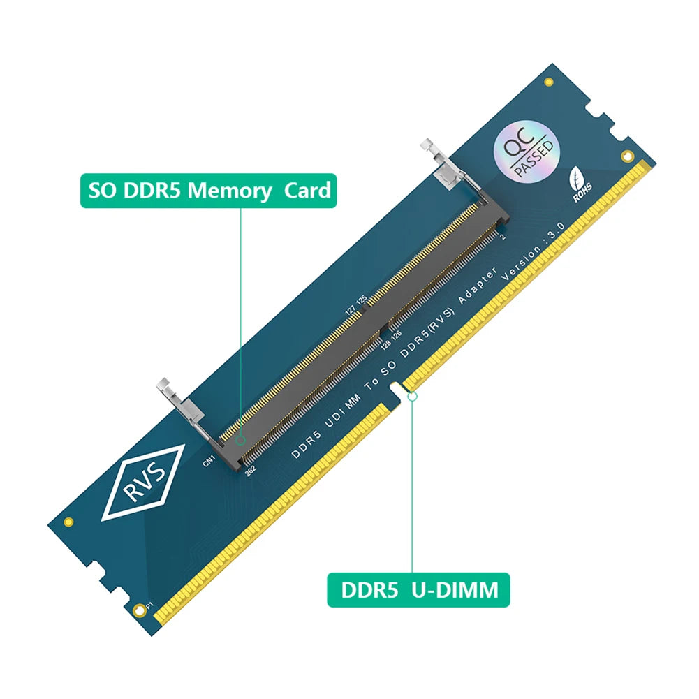 Mainland China Origin DDR5 U-DIMM Adapter Card for Desktop Computers in Blue Support Wireless Earbuds and Bluetooth Headphones Quake