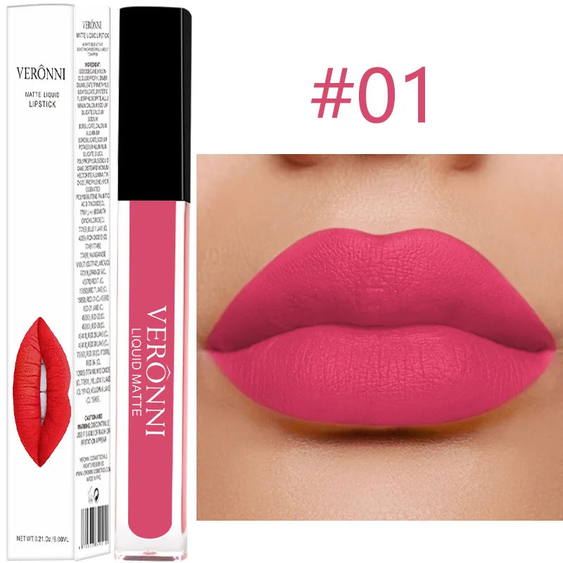 14 Color Liquid Matte Lipsticks Long Lasting Velvet Lip gloss Non Stick Cup Waterproof Beauty Cosmetics Makeup for Women Lip Quake 01