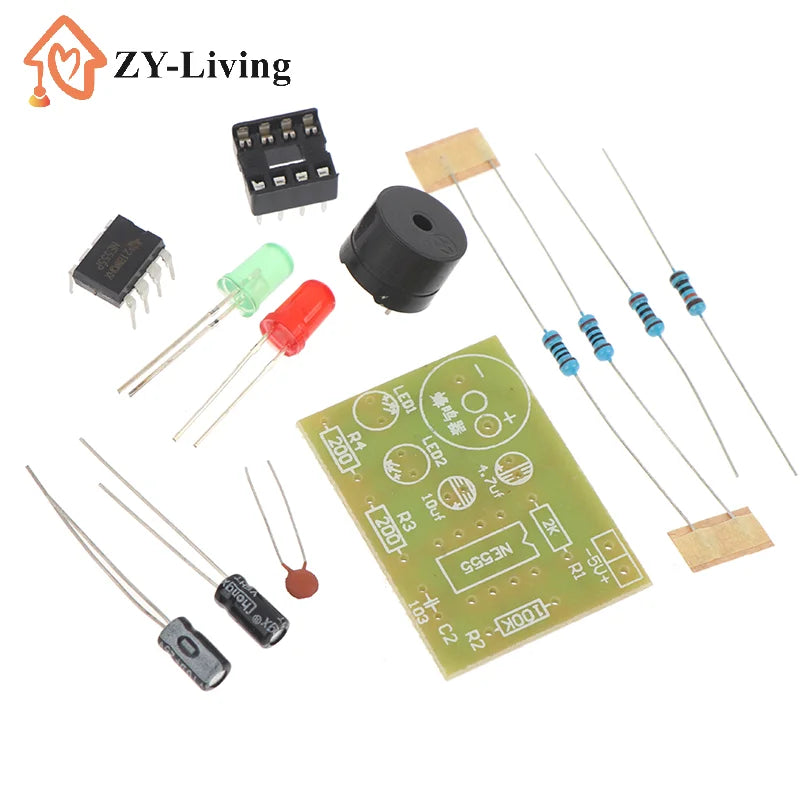 NE555 DIY Kit - LED Flasher & Signal Generator Circuit With PCB For Electronics Education & Solder Practice Quake