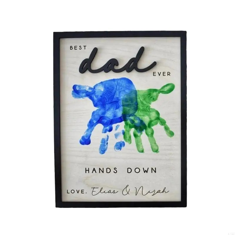 Fashionable Father's Day Gift Handprint Keepsakes Wooden Frame For Dad With Name Engraving And 2 Size Option K1KF Quake 20x25cm CN