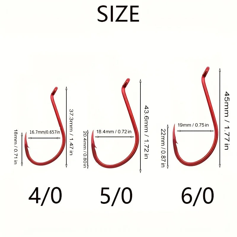80Pcs High-Strength Fishing Hooks, Red Octopus Hooks with Barbs Quake