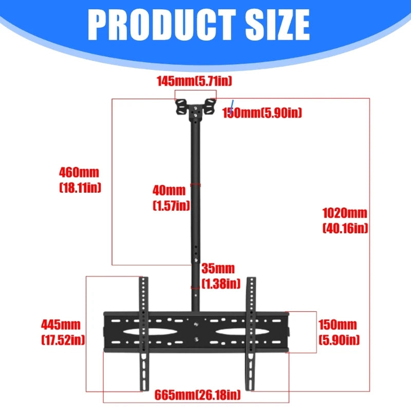 Universal Wall Mount Bracket For 32 to 70 Inch Screens Heavy Duty Metal Construction Adjustable Tilt Rotation K1KF Quake