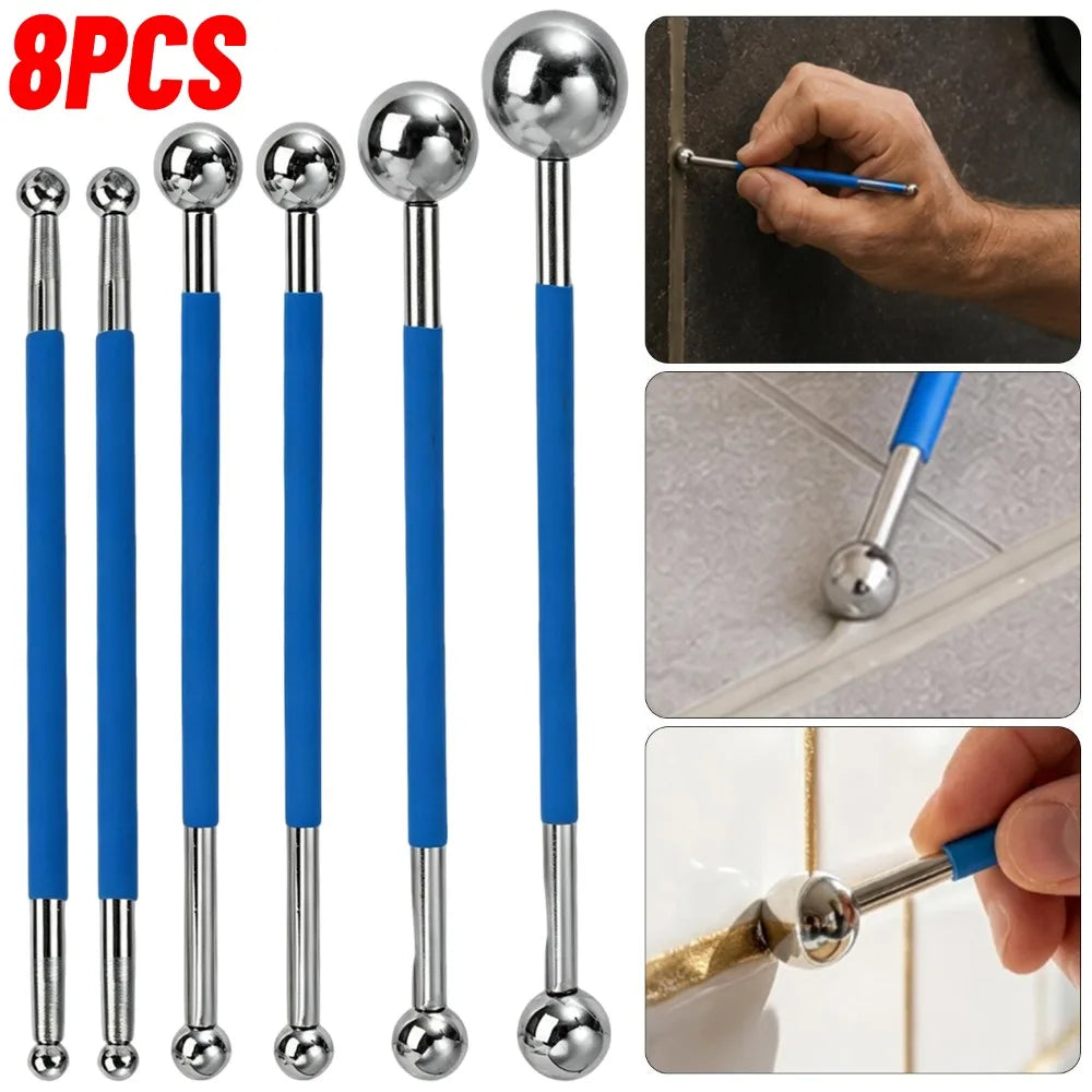 Double Steel Pressed Ball Set Tile Grout Tools 8 Sizes Repairing Floor Pressure Seam Stick Home Wall Sewing Scraping Hand Tool Quake