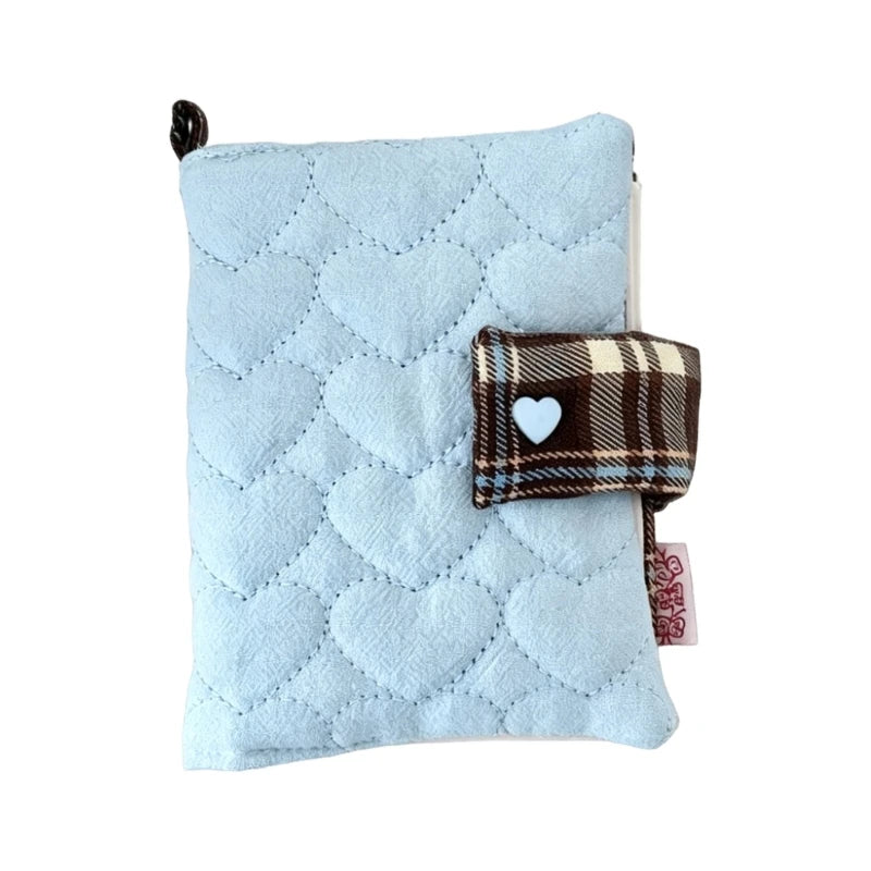 Stitched Heart Notebook Cover with Metal Binder Rings Spine and Top Loop, Slide-On Fitting, and Foldable Fabric K1KF Quake Type 2 CN