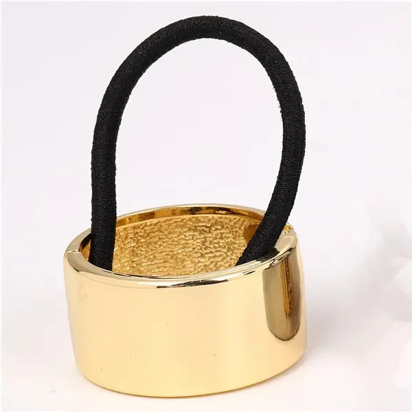 Women Vintage Ponytail Holder Buckle High Elastic Clip Hair Rope Fashion Simple Round Hair Ties Rings Headwear Hair Accessories Quake gold-1