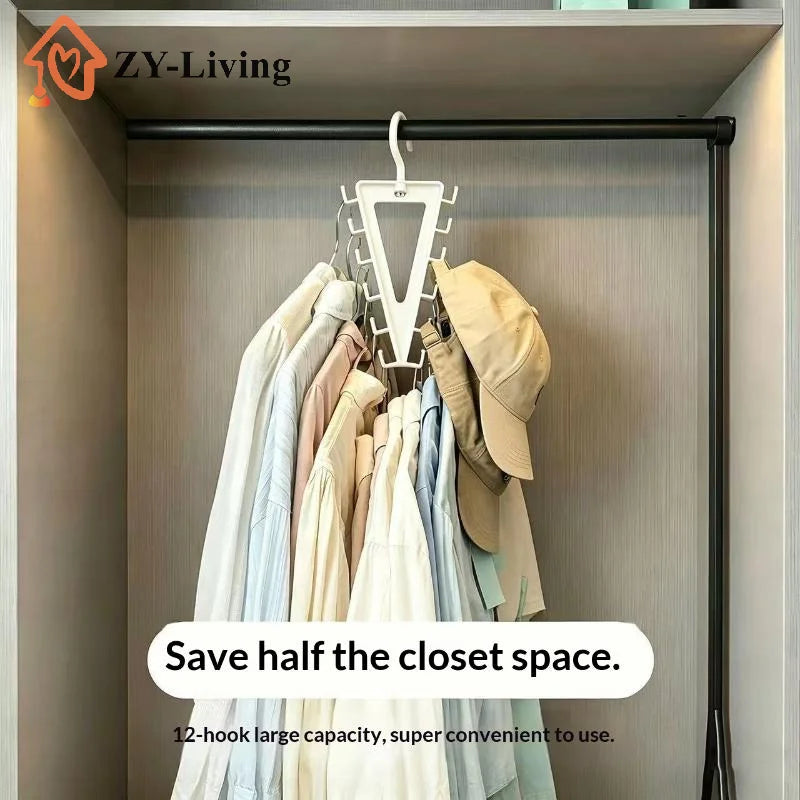 1/2 PCS V Shaped Space Saving Hanger 12 Hooks Clothes Organizer Vertical Closet Storage Rack for Bedroom Wardrobe Hat Belt Scarf Quake