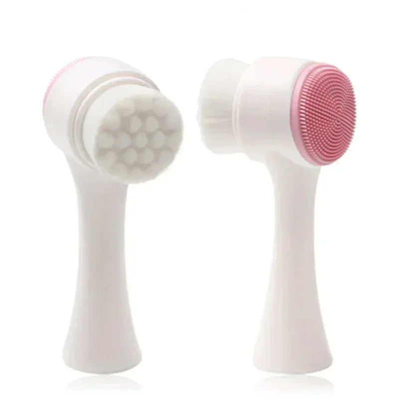 Silicone Double-Sided Face Cleansing Brush Facial Cleanser Blackhead Removal Product Pore Cleaner Exfoliator Face Scrub Brush Quake