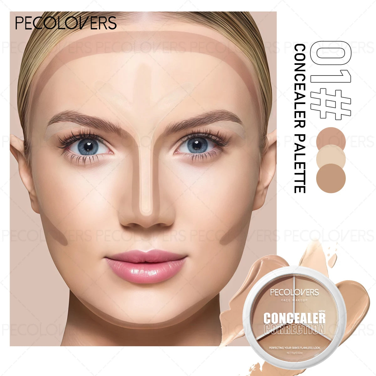 1PC Three-color Facial Concealer, Covering Facial Blemishes and Spots, Waterproof and Sweatproof, Facial Cosmetics Quake 01