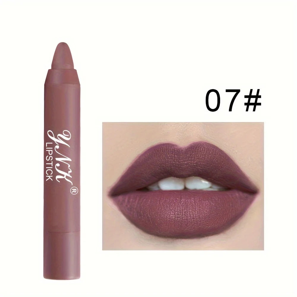 1pc Matte Lipstick Pen Automatic Rotary Lipstick Pencil Waterproof Non Fading Lip Liner Sexy Red Tint Lip Makeup Cosmetics Quake 07