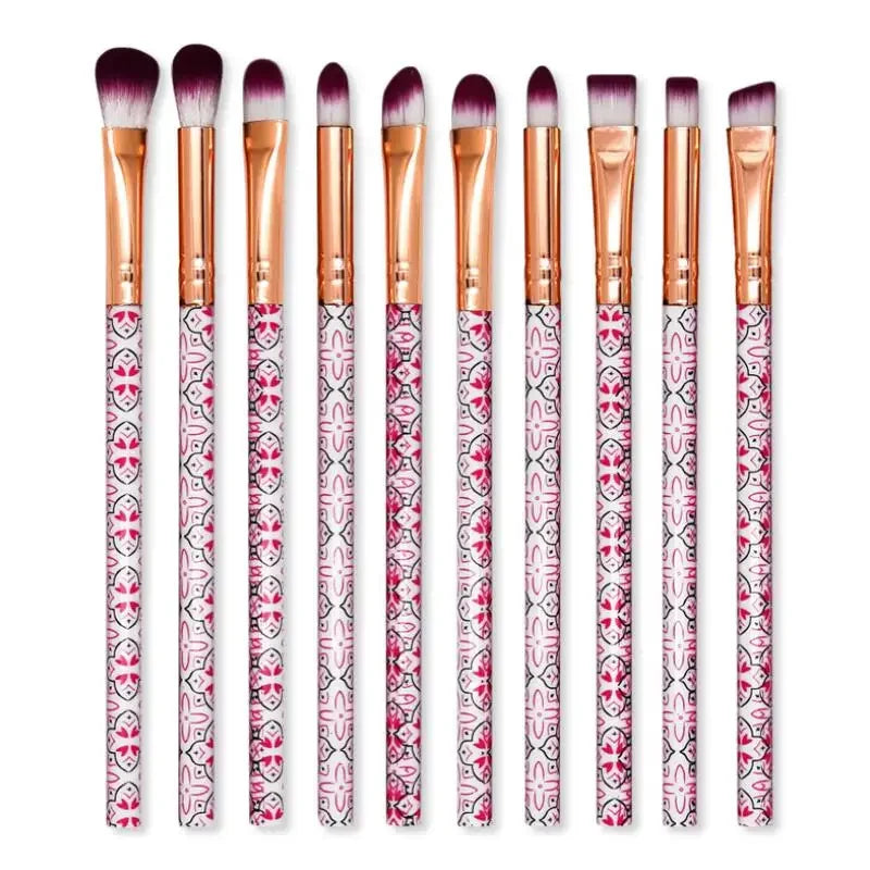 10Pcs/Lot Makeup Brushes Eyeshadow Eyebrow Fine Lines Depict Patterns Lip Professional Eye Part Makeup Brush Set Quake Purple