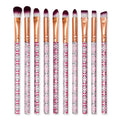 10Pcs/Lot Makeup Brushes Eyeshadow Eyebrow Fine Lines Depict Patterns Lip Professional Eye Part Makeup Brush Set Quake Purple