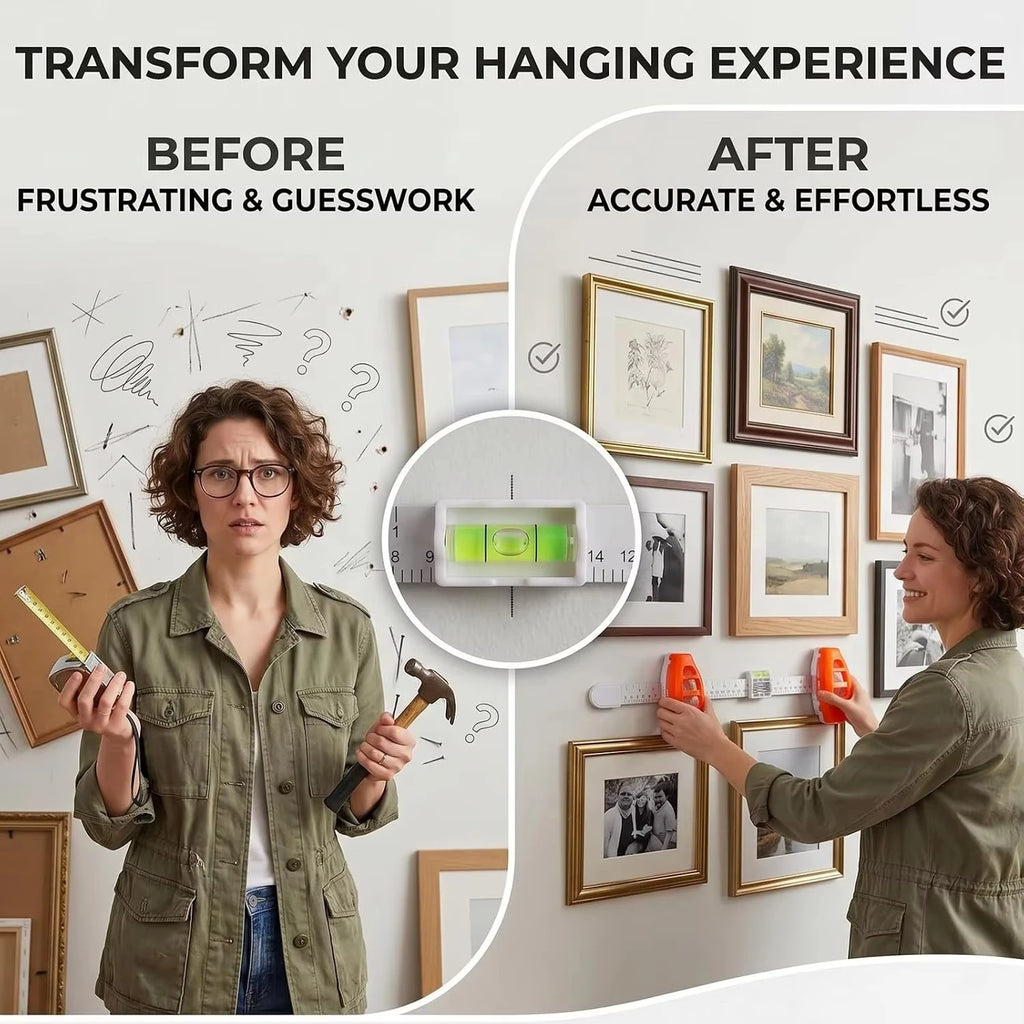 Picture Hanging Tool with Level Level Ruler Picture Hanging Tool Precision Marking Alignment Ruler Quake