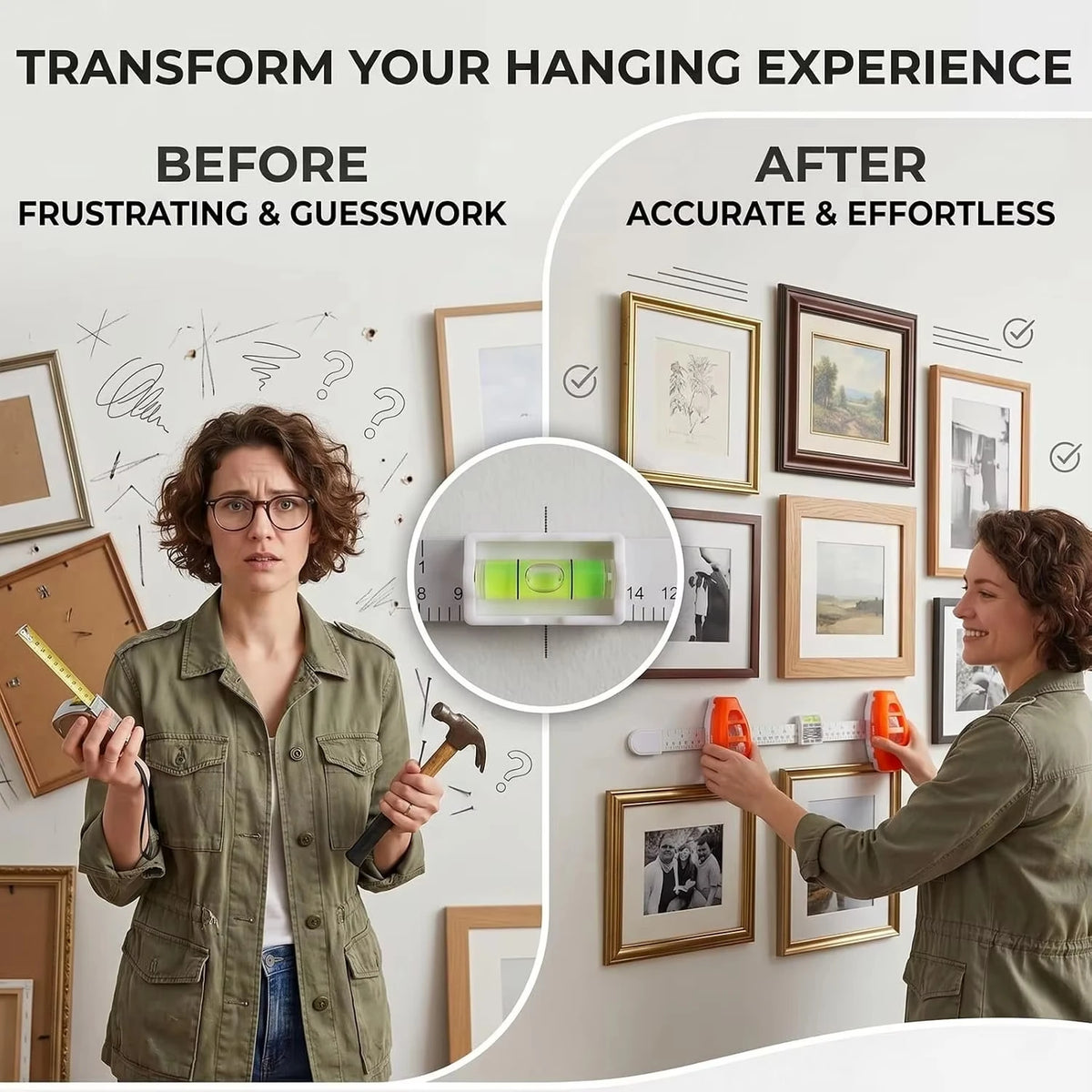 Picture Hanging Tool with Level Level Ruler Picture Hanging Tool Precision Marking Alignment Ruler Quake