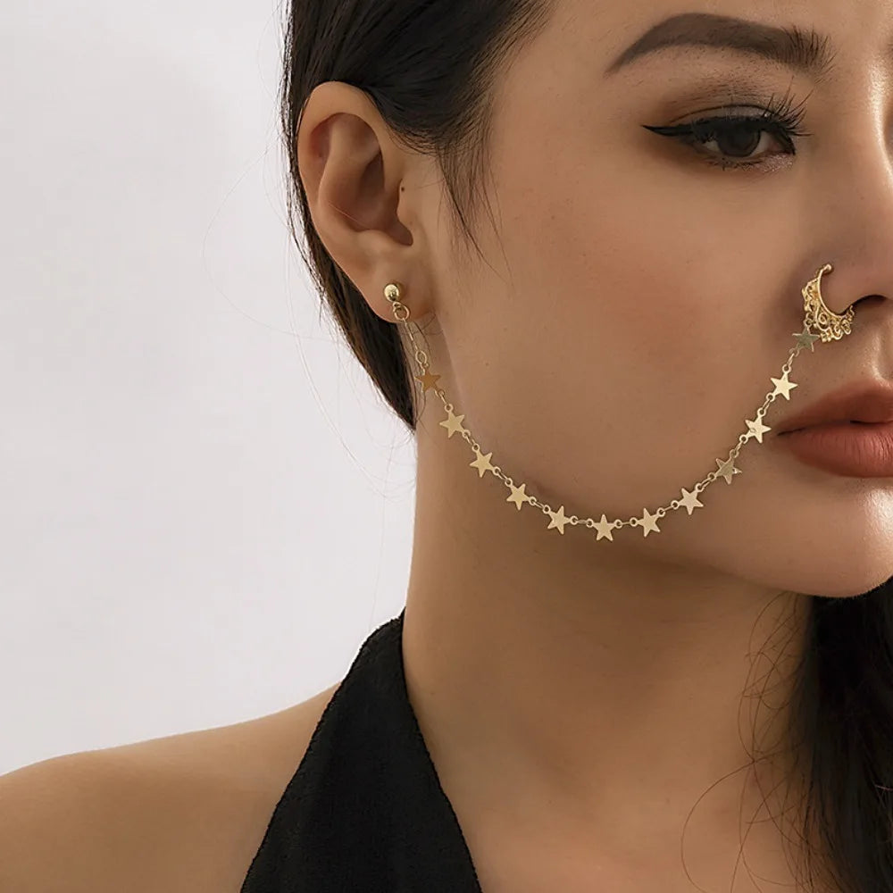 New Fashion Piercing Jewelry Women Temperament Earrings Sweet Personality Imitation Pearl Butterfly Tassel Chain Quake 3