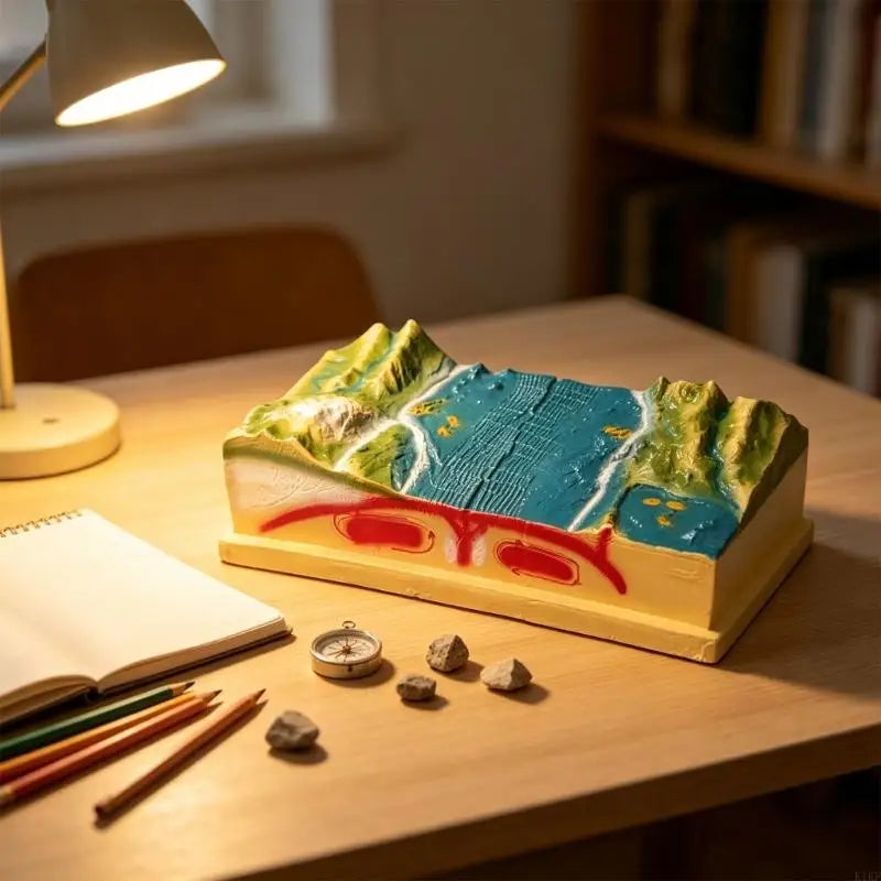 Plate Motion and Landform Teaching Model With Raised 3D Terrain, Visible Side Panels, PVC Geography Aid for Classroom K1KF Quake
