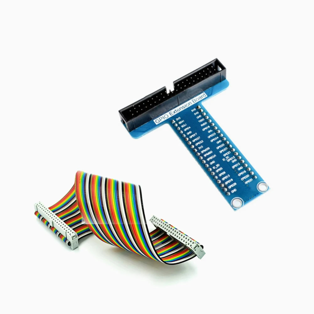 T-type GPIO Expansion Board 40Pin External Expansion Board Raspberry Pi 5 In-Line Breadboard Experiment Quake T Blue with Cable 10 sets
