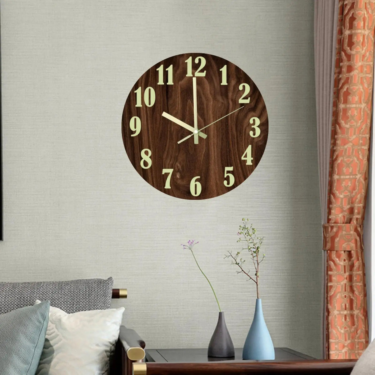 Acrylic Luminous Wall Clock 12 Inch Silent Dark Clocks Battery Operated Bedroom Decor Quake A