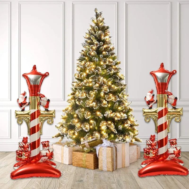 3/1PCS Large Standing Christmas Street Light Balloon Reusable Christmas Aluminum Film Balloon New Year Party Theme Decoration Quake