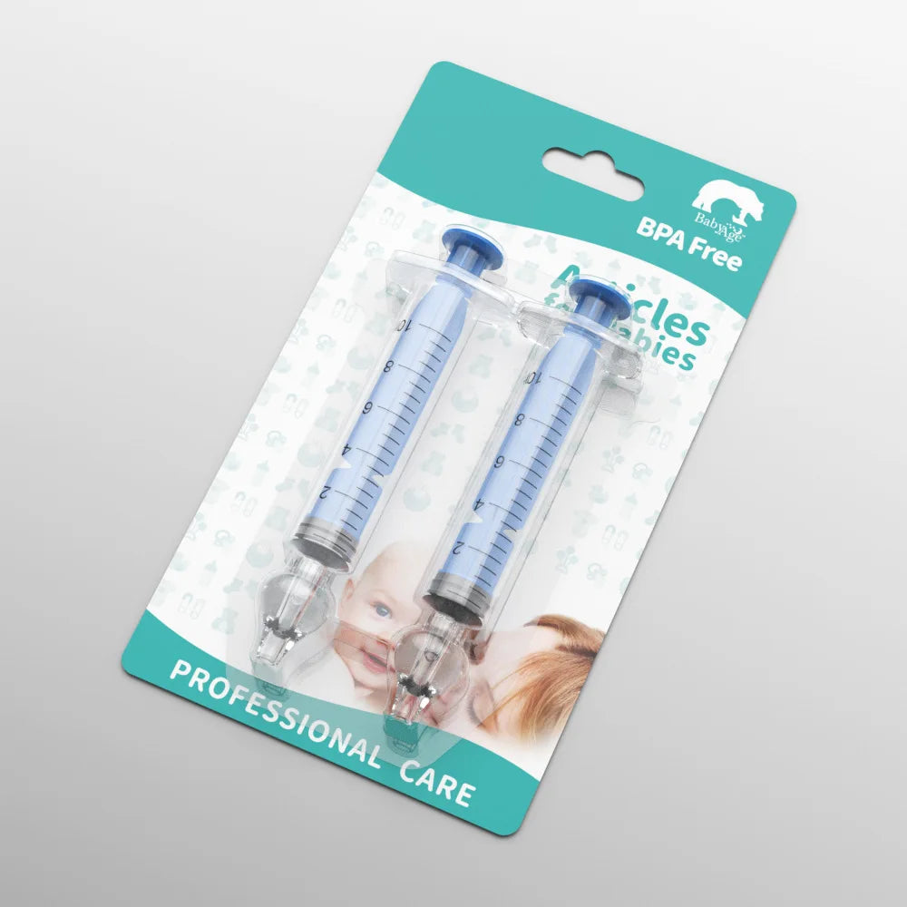 vvocci Lavado Jeringa 10ML/20ML Lavado Nasal Bebe Aspirador Nasal Para Bebe Baby Nasal Aspirator Syringe Baby Nose Cleaner Quake B251 -blue 2pc box