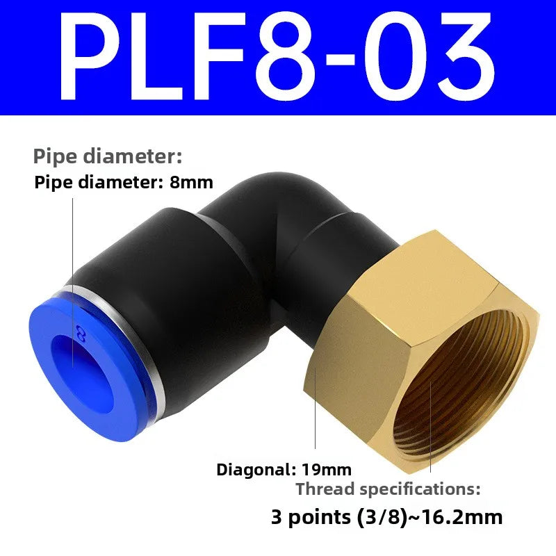 1pcs PLF Pneumatic Fittings Female Thread 1/8 1/4 3/8 1/2 Hose OD 4/6/8/10/12mm Air Elbow Connector Tube Push In Fittings Quake PLF8-03 1 Pcs