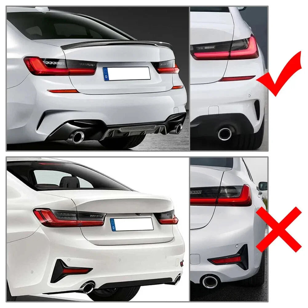 For BMW 3 Series G20 320i 330i 2019-2022 Car Sticker Rear Bumper Spoiler Side Canard Splitter Styling Carbon Fiber Gloss Black Quake