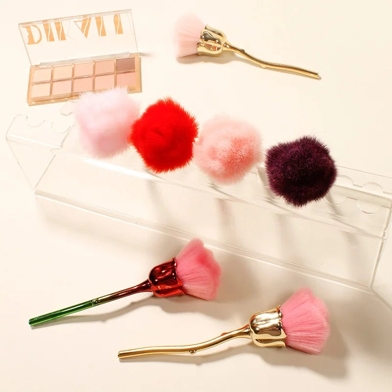 Rose Flower Shape Makeup Brush Round Makeup Loose Powder Brushes Manicure Nail Polishing Dust Removal Brush Beauty Make Up Tools Quake