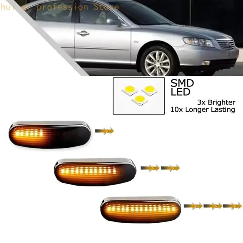 Sequential LED Side Lamp Pair with Smoked Lens Styling for Panda 169 H8WE Quake