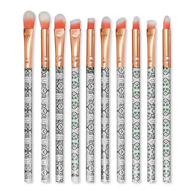 10Pcs/Lot Makeup Brushes Eyeshadow Eyebrow Fine Lines Depict Patterns Lip Professional Eye Part Makeup Brush Set Quake Green