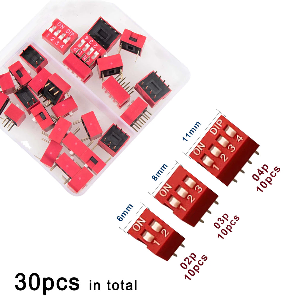Slide Type Switch Kit Double Row Dip Switches Module 2.54mm 1 - 12 Position For Circuit Breadboards Quake Kit02-30pcs