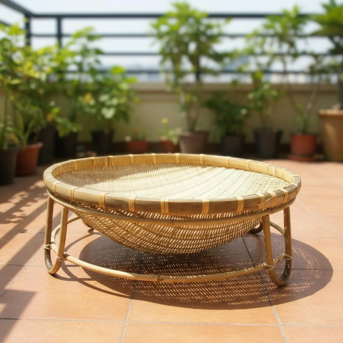 Woven Rattan Cat Cradle Bed for Indoor Pets Bamboo Sleeping Basket Elevated Breathable Pet Nest for Small Dogs Kittens Quake
