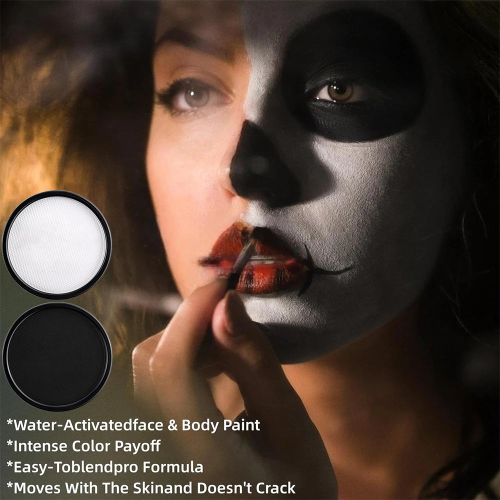 30G Water Solubility Monochromatic Body Paint Black And White Makeup Face Paint Halloween Party Waterproof Makeup Body Painting Quake