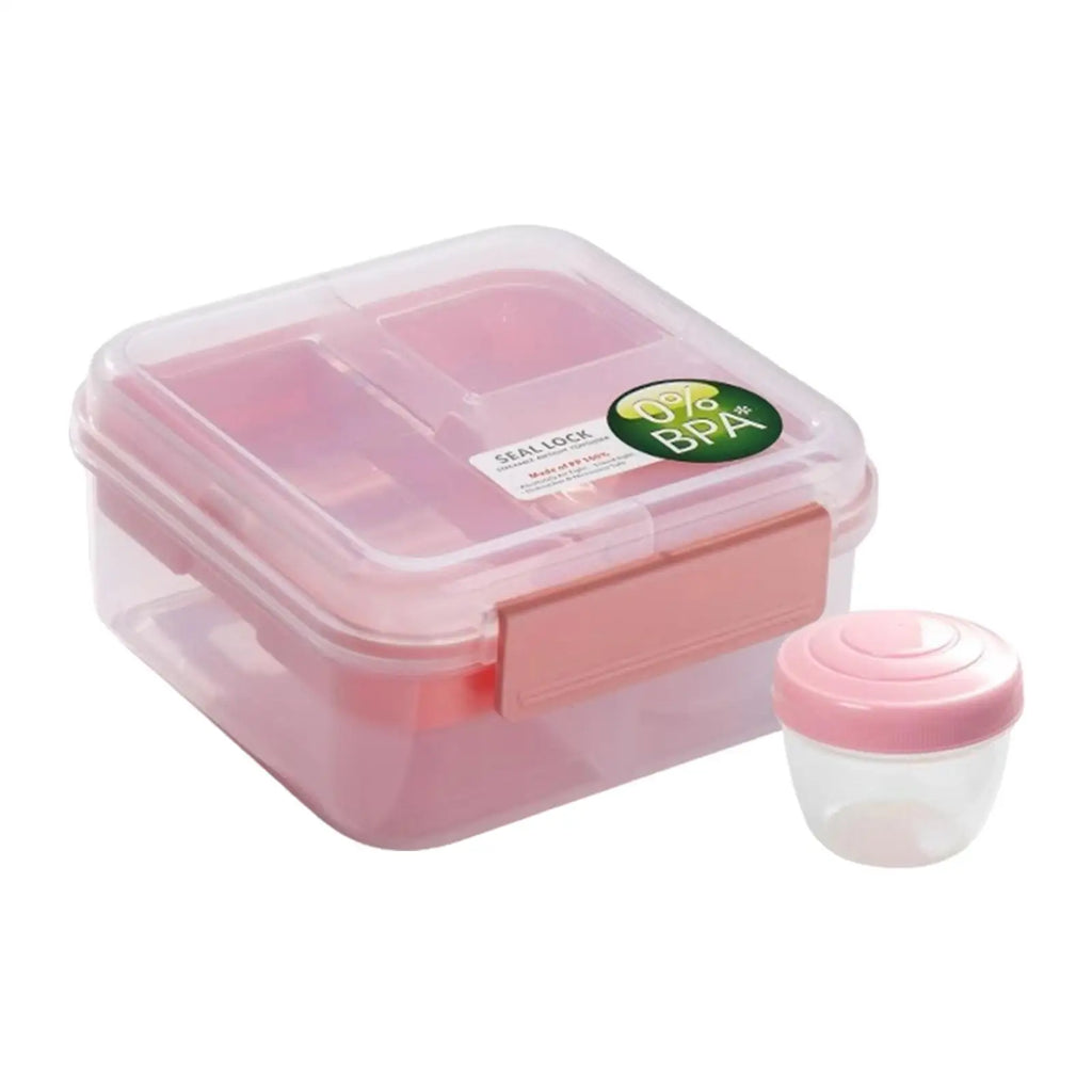 Bento Box Portable Rectangle Meal Prep Containers for School Quake pink 1250ml