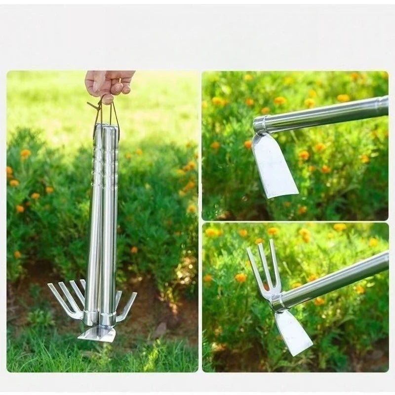 1PC Stainless Steel Two-in-one Garden Hoe Portable Hand Tool for Home Gardening Weeding Digging and Planting Work Quake