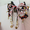 Japanese Style Girl with Hot Stamping Cherry Blossom Bow Hair Accessory Lolita Tassel Edge Clip Quake Tibetan Black