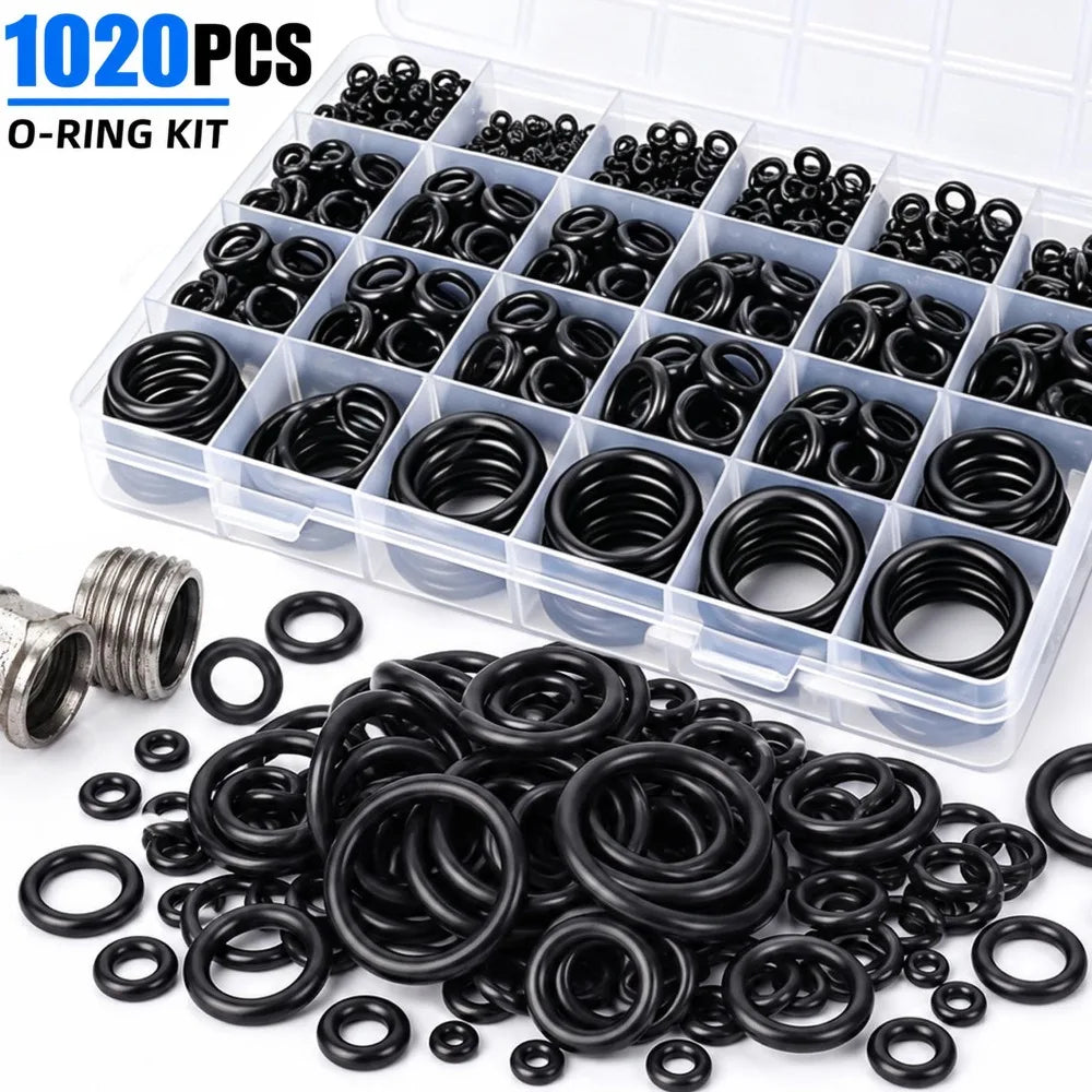 O-ring Repair Set Seal Assortment Kits Black Nitrile O Rings with Storage Box for Plumbing Automotive Machinery Repair Sealing Quake