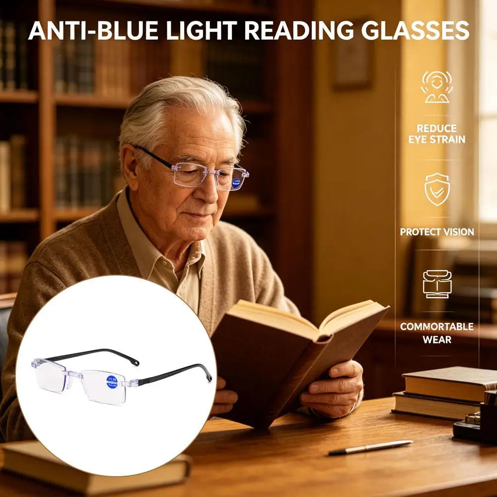 Ultra-Light Rimless Reading Glasses for Men & Women - HD Presbyopic Readers Quake