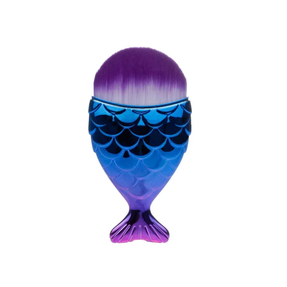 Foundation Cosmetic Fish Brush Blush Brush Mermaid Shape Professional Face Makeup Brush Makeup Tool Kit Powder Nail Art Tool Quake blue purple