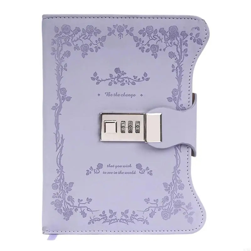 Retro PU Leather Diary with Combination Lock 360 Pages Travel Journal Hardcover Notebook For Daily Writing Note Taking K1KF Quake Lavender CN