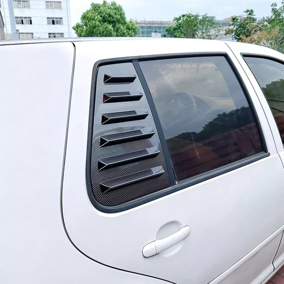 For Volkswagen GOLF 4 MK4 1997-2006 Car Rear Louver Window Side Shutter Cover Trim Sticker Vent Scoop ABS Carbon Fiber Black ABS Quake