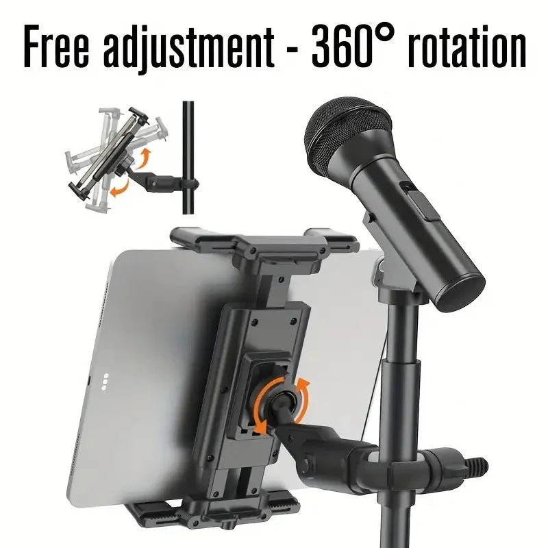 Tablet Holder for Microphone Stand,Mic Music Stand Tablet Holder for iPad,Smartphone Tablet Mic Stand Mount for Live Streaming Quake