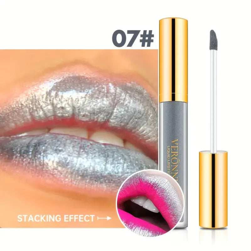 10 Color Glitter Liquid Lipsticks Shimmer Shiny Lipgloss Pearlescent Lip Tint Waterproof Long Lasting Matte Diamond Lips Glaze Quake D07