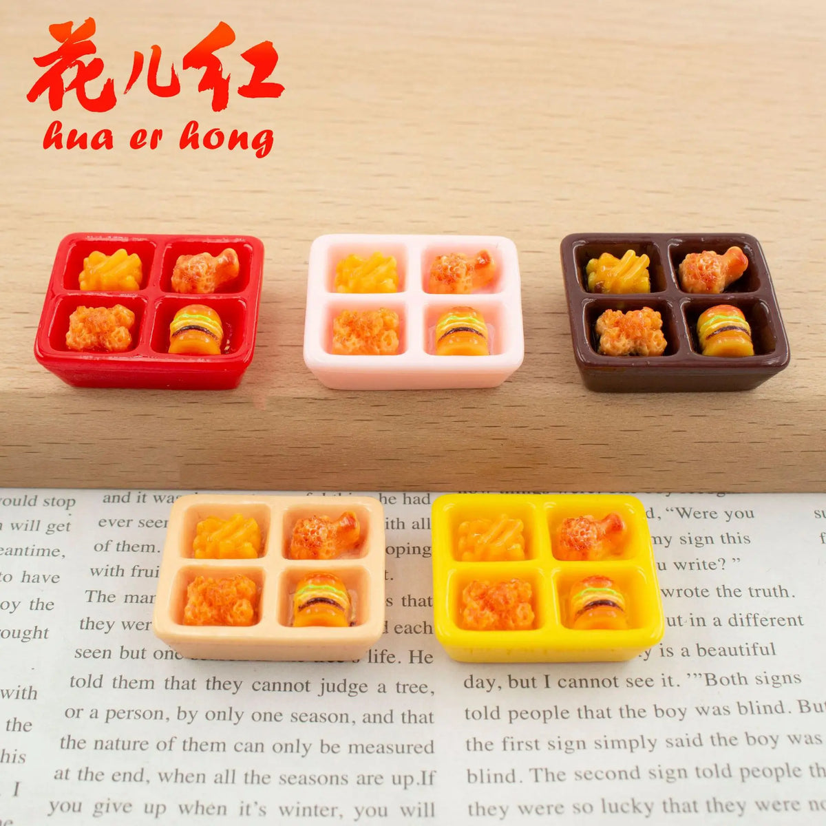 20Pcs New Simulation Four Grid Fried Chicken Resin Cabochons Fake Food DIY Miniature Dollhouse Accessories Phone Case Decoration Quake