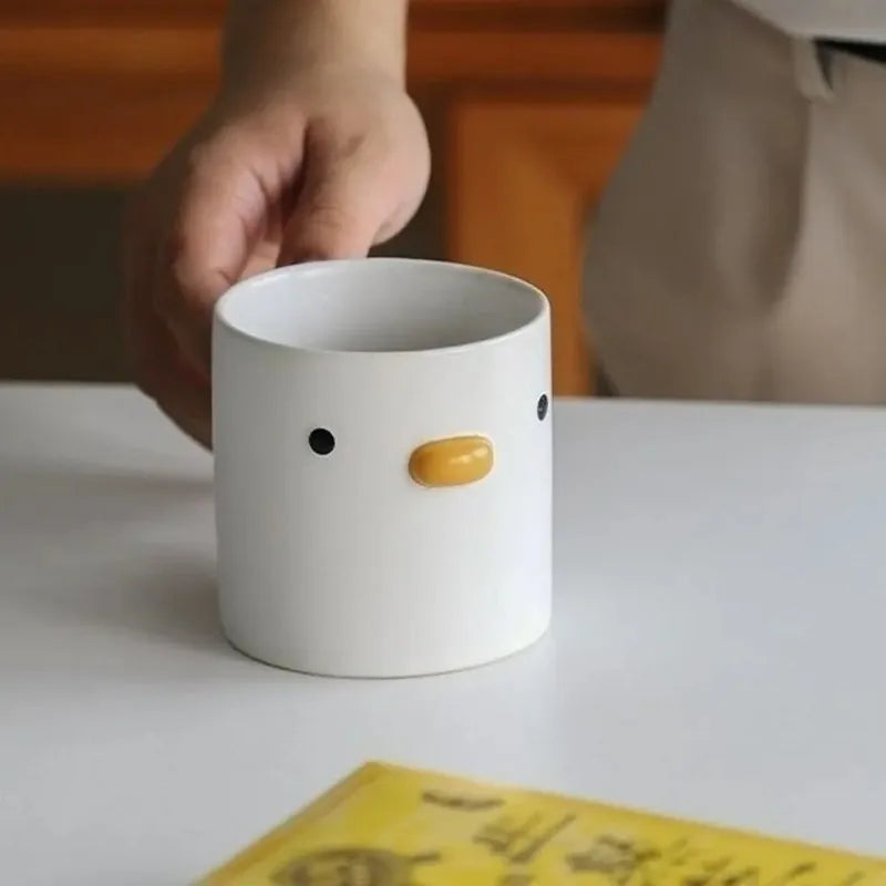 400ML Ceramic Cup with Handle Cartoon Chicken Shaped Water Cup Children's Cute Ceramic Coffee Cup Breakfast Milk Water Cup Quake