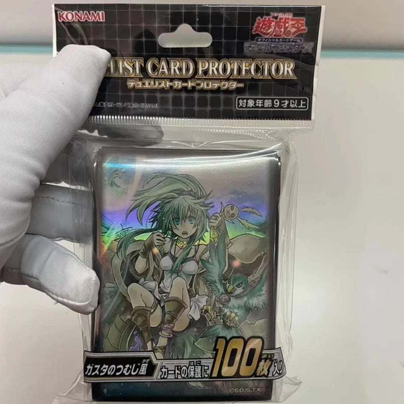 Hot Official Yugioh Kazejin Card Sleeves 63x90mm 100 Packs Sealed Authentic Anime Card Protector for Kids Anime Collection Gift Quake