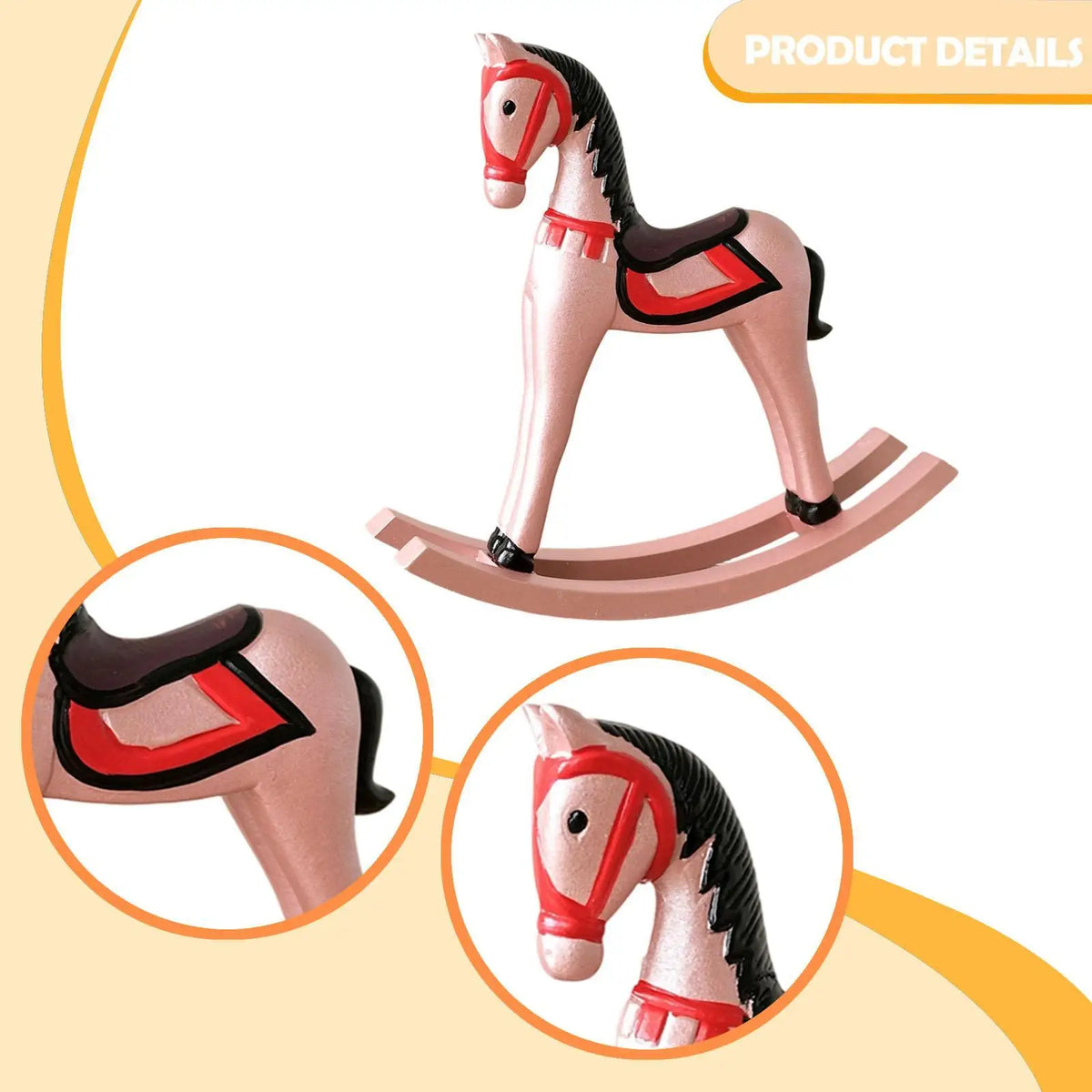 Wooden Rocking Horse Figurine Smooth Surface Tabletop Art Statue Sculptures and Figurines for Home Shelf Quake