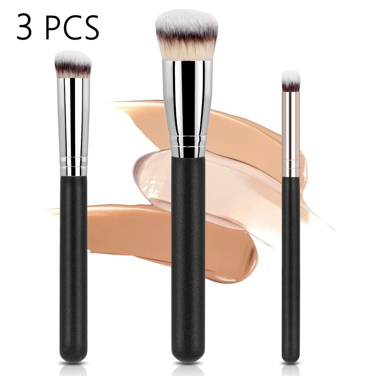 Makeup Brush Set, Professional Foundation Brush And Concealer Brushes, Dense Bristles, 100% Vegan Quake 3 PCS
