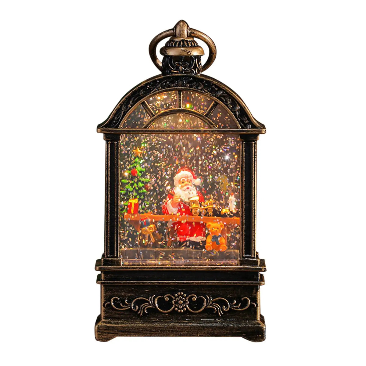 Christmas Snow Globe Lantern Crafts Glitter Night Light Holiday Ornament for Winter Decorations and Home Decor Quake