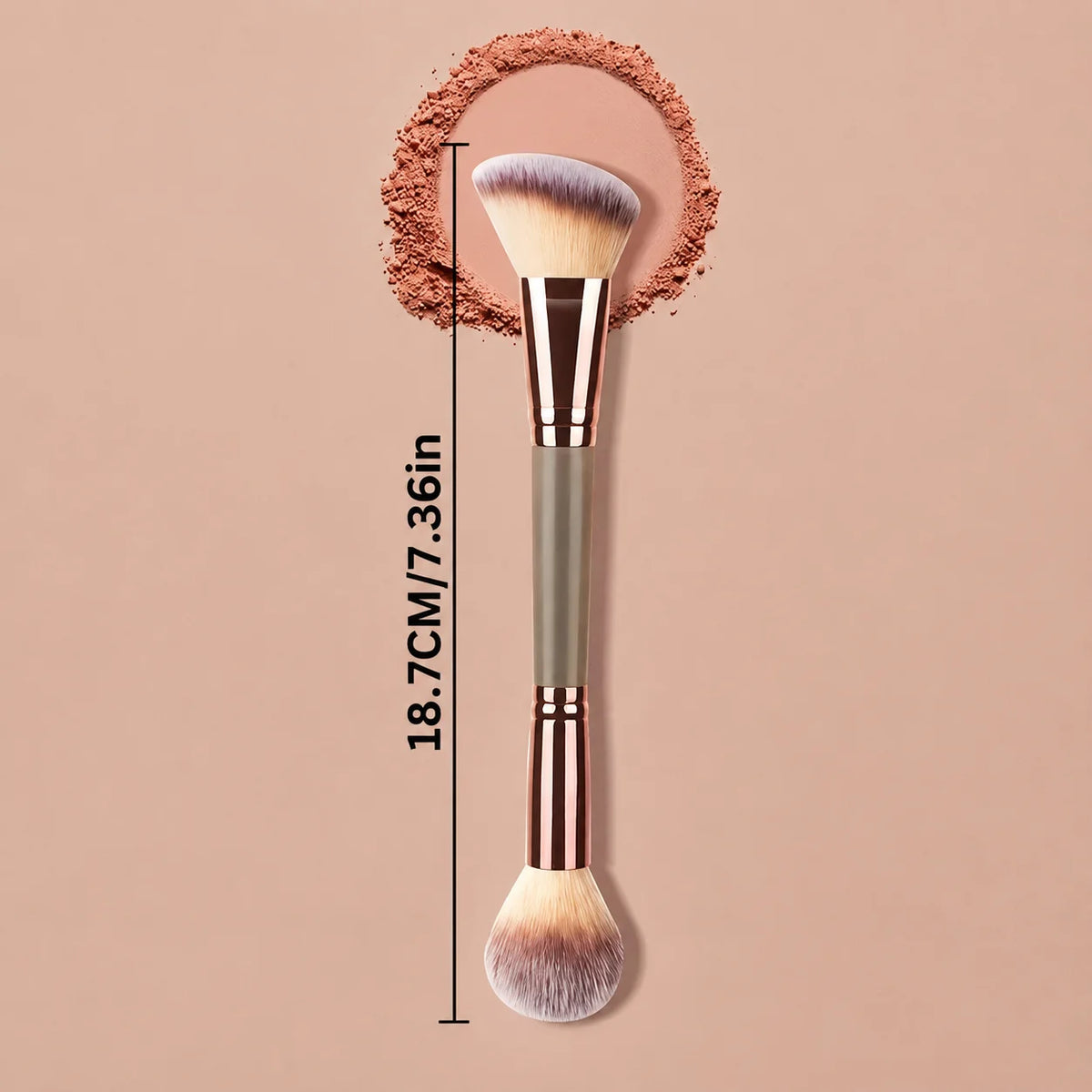 Multifunctional Double Head Makeup Brush Angled Contour & Powder Blush Highlighter Brush Soft Fluffy Cosmetic Make Up Brushes Quake